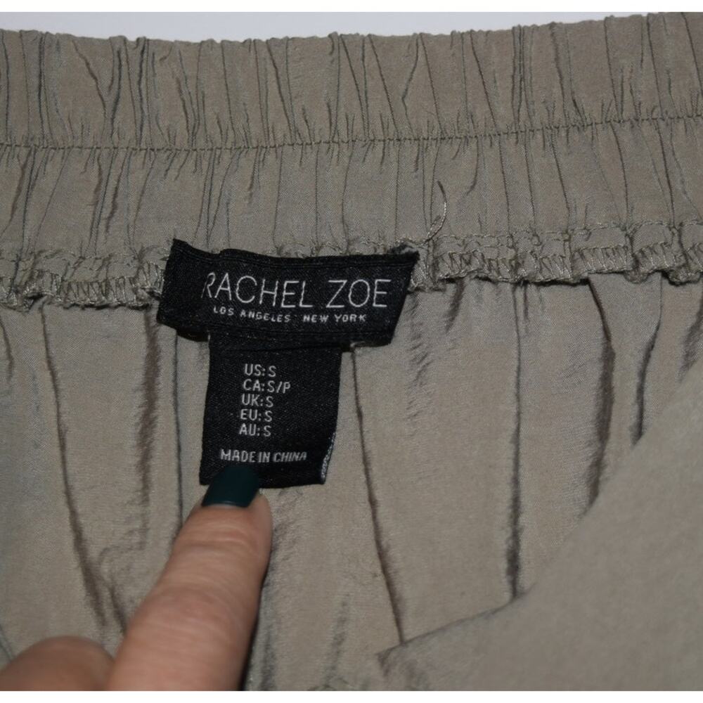Rachel Zoe Pants Womens Small Sage Green Crinkle Wide Leg Pull On Rayon - Picture 6 of 10